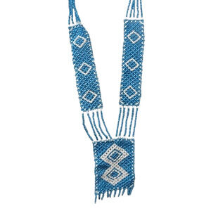 Vtg Native American Navajo Tapestry Carpet Loom Seed Bead  Necklace